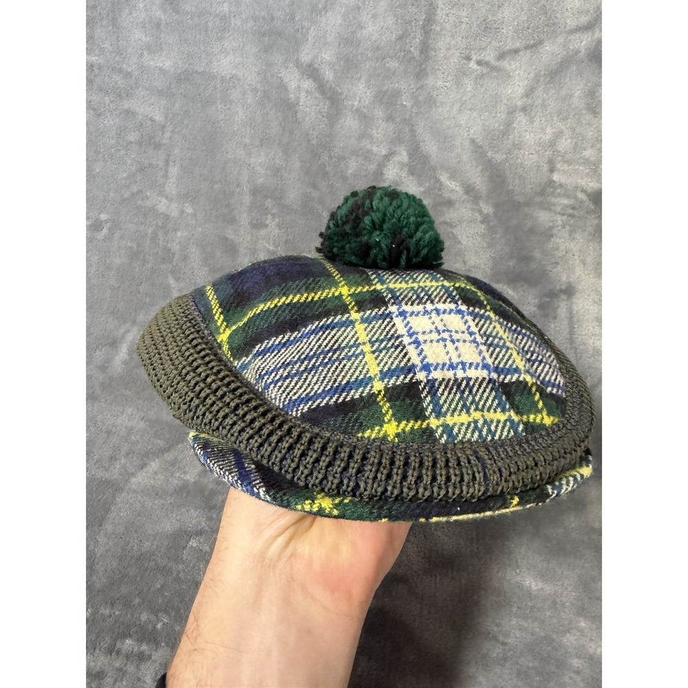 Vintage Dunn & Co Alderney Super Dress Gordon Tartan Cap Britain Made Sz 7 3/4